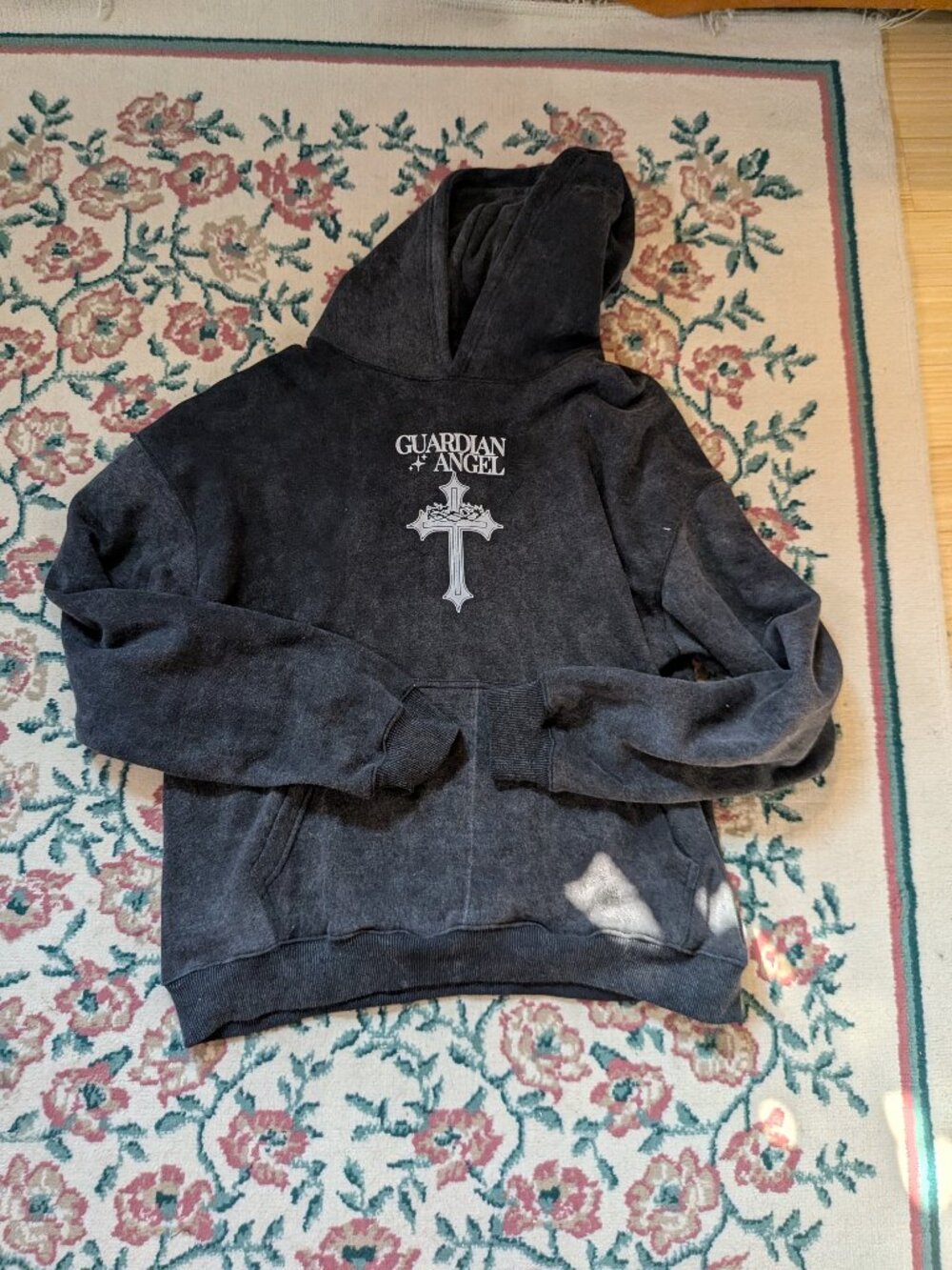 JXN Men's Dark Gray Biblically Accurate Guardian Angel Hoodie Psalm 91:11 L